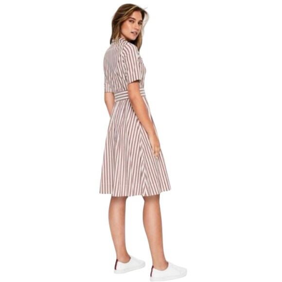 Boden Women 4 Anastasia Shirt Dress‎ Tie Waist Brown Conker/Ivory Button Up - Picture 4 of 17